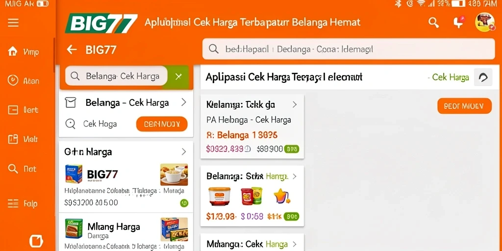 Antarmuka aplikasi BIG77 yang menampilkan fungsi Cek Harga dengan mudah.