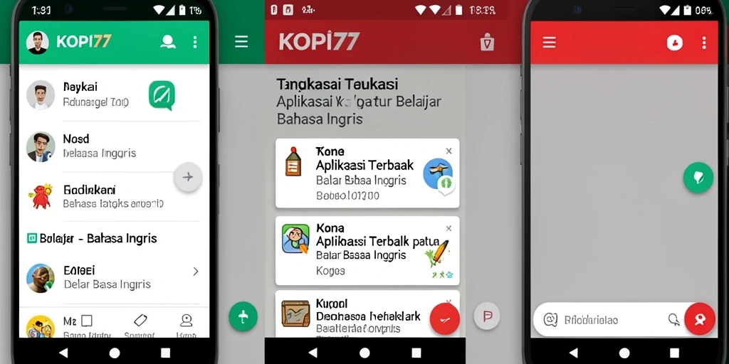 Antarmuka KOPI77 yang interaktif untuk belajar Bahasa Inggris.