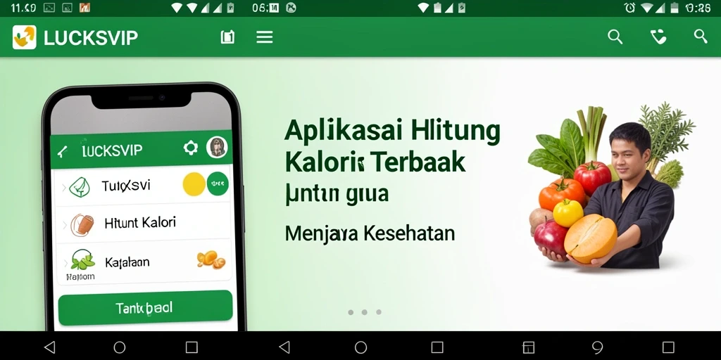 Tampilan antarmuka pengguna LUCKSVIP untuk menghitung kalori dengan mudah.