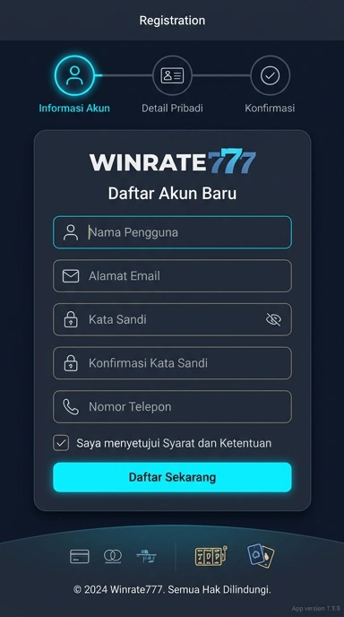 Tampilan halaman daftar winrate777