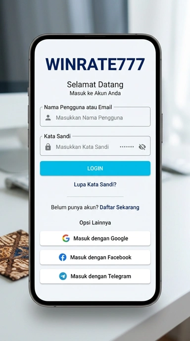 Tampilan halaman login winrate777
