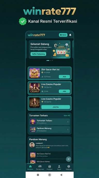 Tampilan kanal resmi winrate777